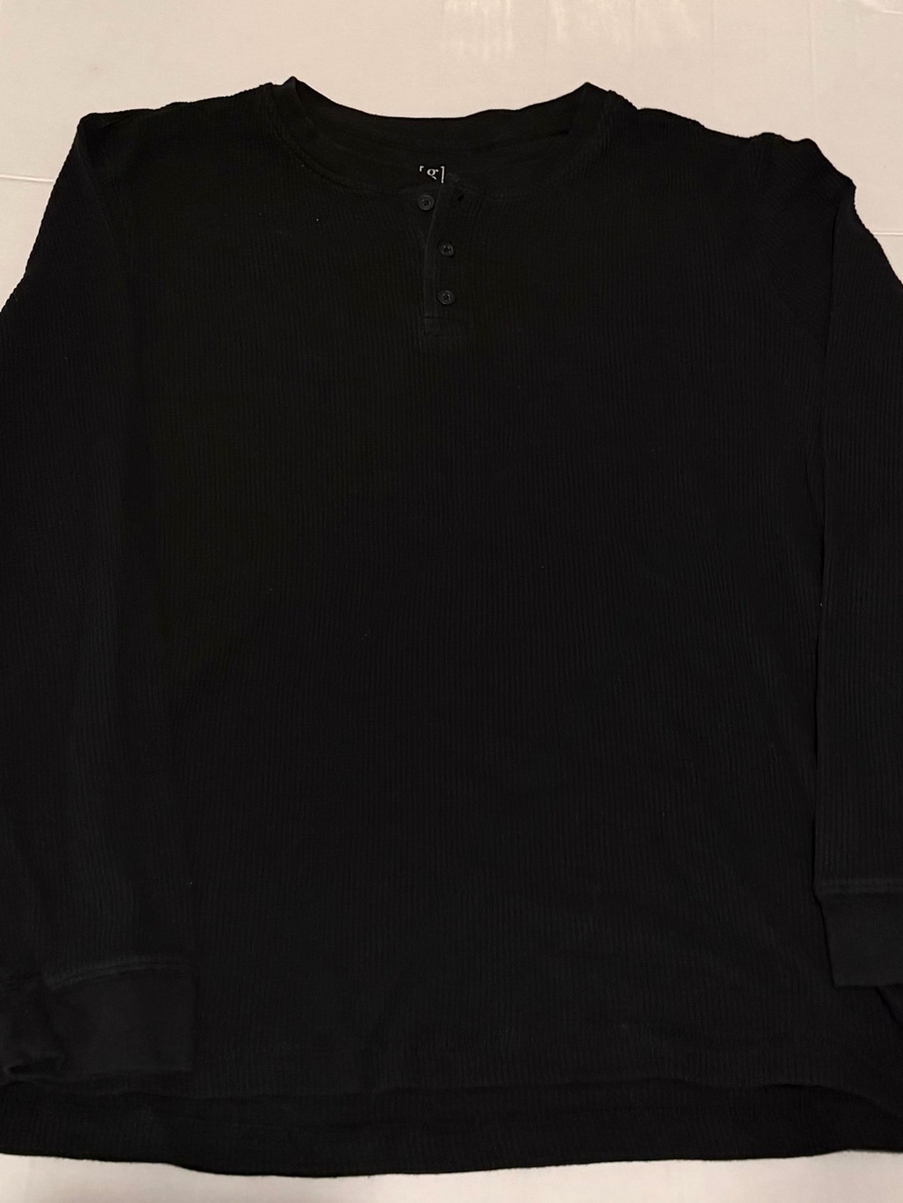 #184 George Black Long-Sleeve Henley Shirt